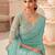 turquoise sequinned pure chiffon saree