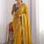 Yellow embellished embroidered pure georgette heavy work saree
