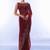 maroon embellished beads and stones pure chiffon saree