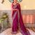 purple purple & pink floral embroidered saree