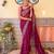 purple purple & pink floral embroidered saree