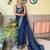 blue floral embroidered sequinned saree