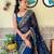 blue floral embroidered sequinned saree