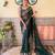 Green green & orange floral embroidered saree