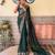 Green green & orange floral embroidered saree