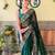 Green green & orange floral embroidered saree
