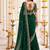 Green ethnic motifs embroidered poly georgette heavy work saree