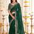 Green ethnic motifs embroidered poly georgette heavy work saree