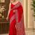 Red ethnic motifs mirror work saree