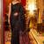 Black women ajrak block mirror work saree