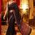 Black women ajrak block mirror work saree