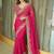 Pink ethnic motifs embroidered satin saree