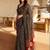 Black ajrak block mirror work saree