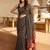 Black ajrak block mirror work saree
