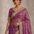 Purple floral embroidered pure chiffon tussar saree