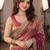 Purple floral embroidered pure chiffon tussar saree