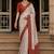Cream paisley zari satin designer banarasi saree