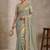 Sea green floral embroidered pure chiffon tussar saree