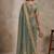 Sea green floral embroidered pure chiffon tussar saree