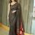 black ethnic motifs mirror work saree