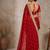 Red floral embroidered pure chiffon tussar saree