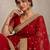 Red floral embroidered pure chiffon tussar saree