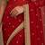 Red floral embroidered pure chiffon tussar saree