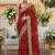 Red ethnic motifs embroidered pure georgette heavy work bandhani saree