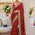 Red ethnic motifs embroidered pure georgette heavy work bandhani saree