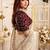 Off white floral embroidered satin designer saree