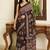 Brown ajrak block mirror work bandhani saree