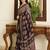 Brown ajrak block mirror work bandhani saree