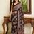 Brown ajrak block mirror work bandhani saree