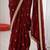 Maroon floral mirror work pure chiffon tussar saree