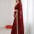 Maroon floral mirror work pure chiffon tussar saree