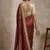 Maroon floral zari pure chiffon tussar saree