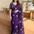 purple ethnic motifs embroidered satin saree