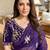 purple ethnic motifs embroidered satin saree