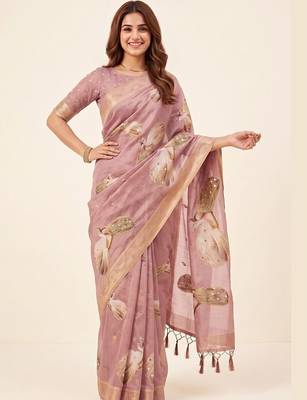 Mauve zari silk blend designer kanjeevaram saree 1