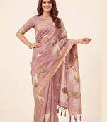 Mauve zari silk blend designer kanjeevaram saree