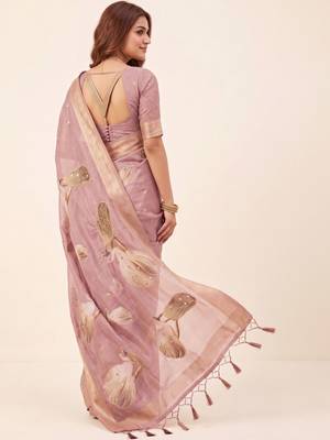 Mauve zari silk blend designer kanjeevaram saree 4