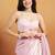 Pink solid organza fabric ready to wear saree