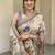 beige kalamkari hand printed with beautiful hand crafted katha work saree