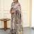 beige kalamkari hand printed with beautiful hand crafted katha work saree