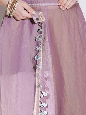 Lavender solid organza fabric ready to wear saree 4