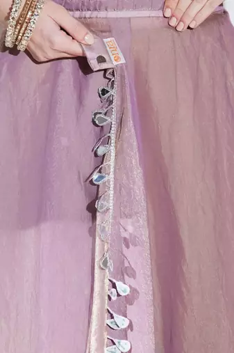 Lavender solid organza fabric ready to wear saree
