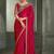 Red floral embroidered poly chiffon designer saree