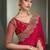 Red floral embroidered poly chiffon designer saree