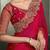 Red floral embroidered poly chiffon designer saree