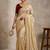 Gold floral embroidered pure chiffon tussar saree